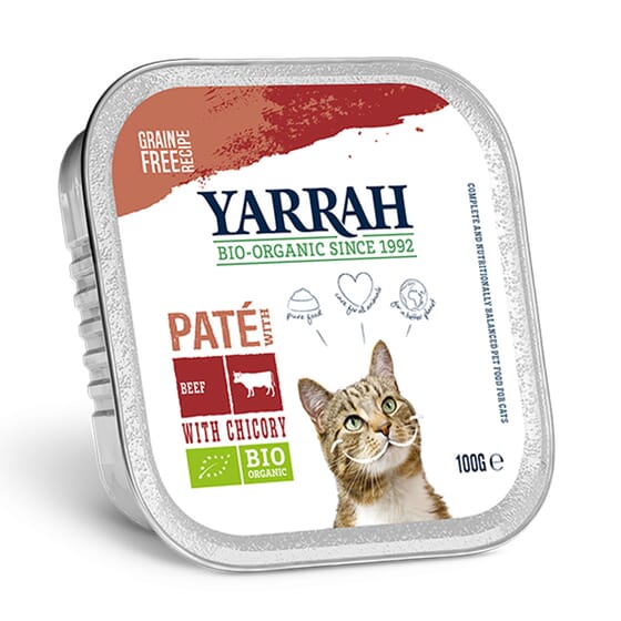 Paté com Vaca e Chicória para Gatos Bio 100g da Yarrah