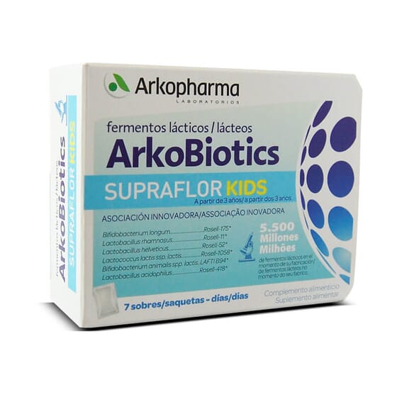 O Arkobiotics Supraflor Kids está indicado para reequilibrar a flora intestinal das crianças.