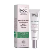Roc Pro-Sublime Crème Yeux Anti-Rides Revitalisante avec de l’acide hyaluronique et du rétinol.