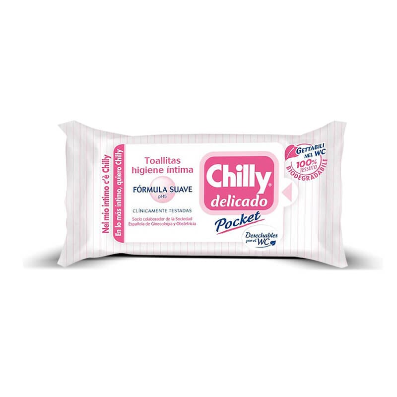 CHILLY DELICADO POCKET TOALLITAS ÍNTIMAS FÓRMULA SUAVE 12 Ud