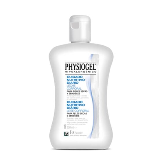 Physiogel Leite Corporal Cuidado Nutritivo Diário é ideal para peles secas e sensíveis.