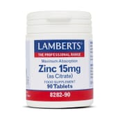 Zinc 15 mg de Lamberts apporte du zinc d’absorption facile.