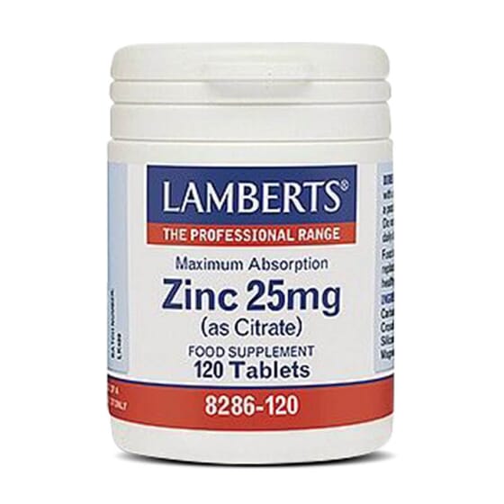 ZINC 25mg 120 Tabs LAMBERTS A base de citrato de zinc