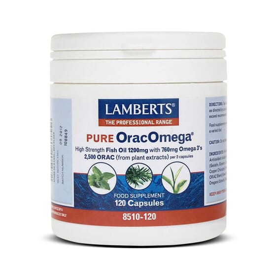 Pure OracOmega da Lamberts fornece ómega 3 com antioxidantes vegetais.