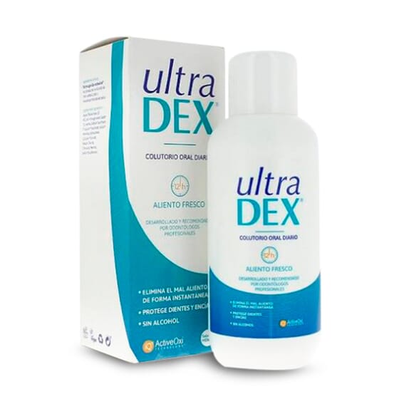 Ultradex Colutório  não contém álcool e é ideal para eliminar o mau hálito.