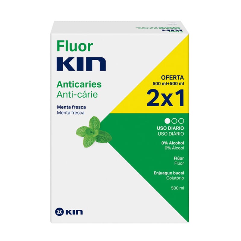 FLUOR KIN ANTICARIES ENJUAGUE BUCAL DUPLO 2X1 2 Ud 500ml