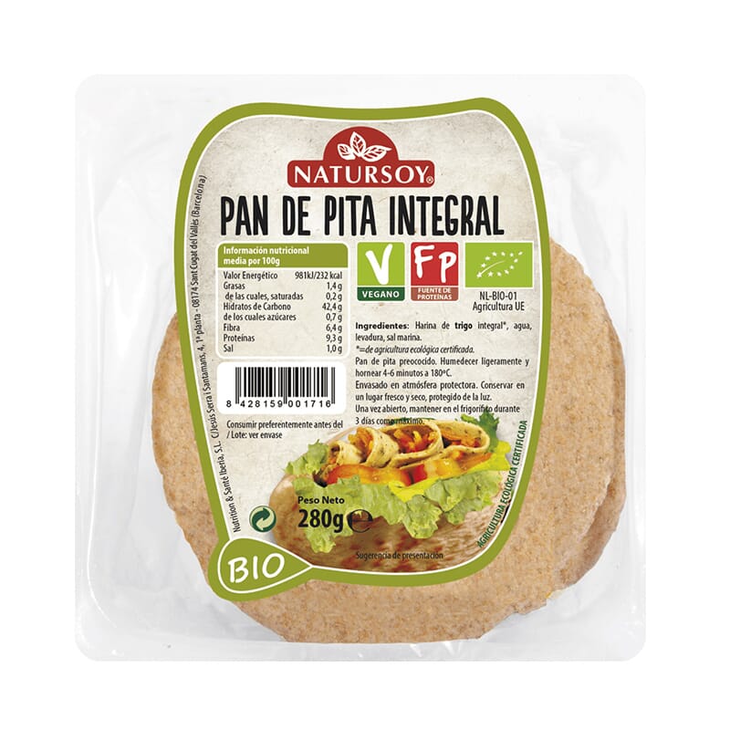 PAN DE PITA INTEGRAL BIO 280g