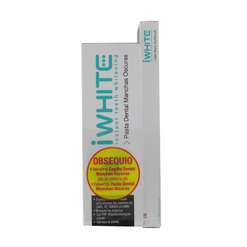 IWHITE INSTANT PASTA DENTAL MANCHAS OSCURAS 75ml + CEPILLO DENTAL DE REGALO 1 Packs