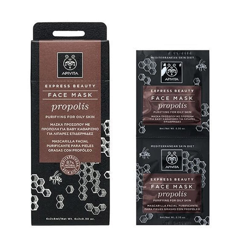 EXPRESS BEAUTY gezichtsmasker zuiverend voor vette huid met propolis 12 Uds de 8ml