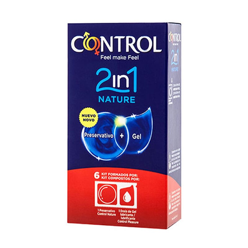 CONTROL NATURE 2 IN 1 PRESERVATIVO + GEL 6 Ud