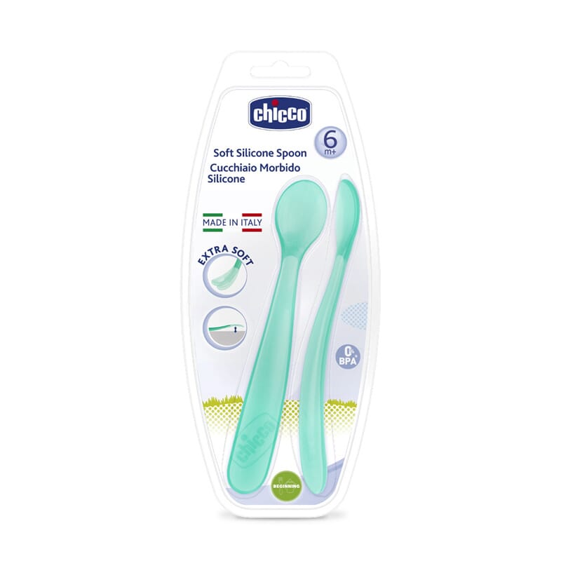 CUCHARA SILICONA BLANDA 6M+ AZUL 2 Ud