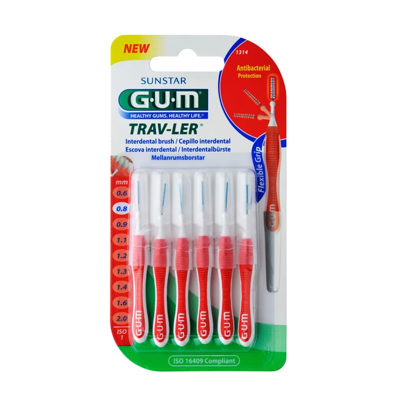 GUM INTERDENTAL TRAV-LER 0,8MM 6 Ud
