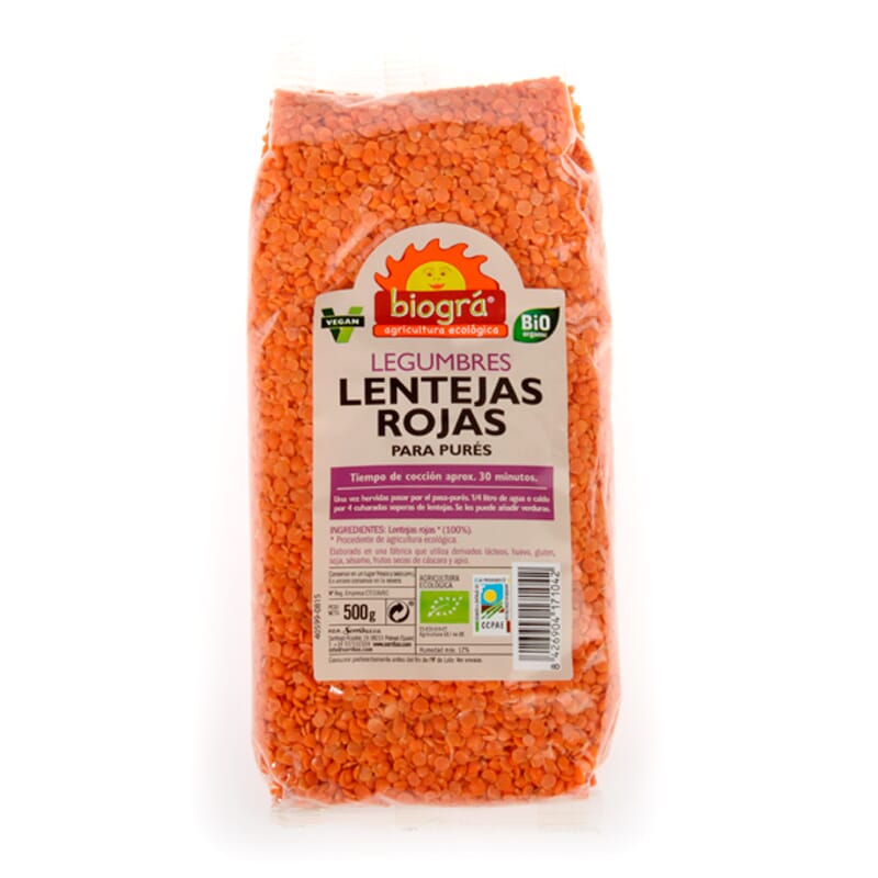 Lentejas Rojas Bio 500g de Biogra