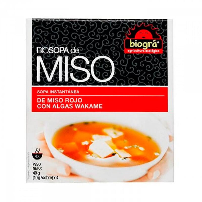 Sopa De Miso Rojo Con Algas Wakame 4 Sobres de 10g de Biogra