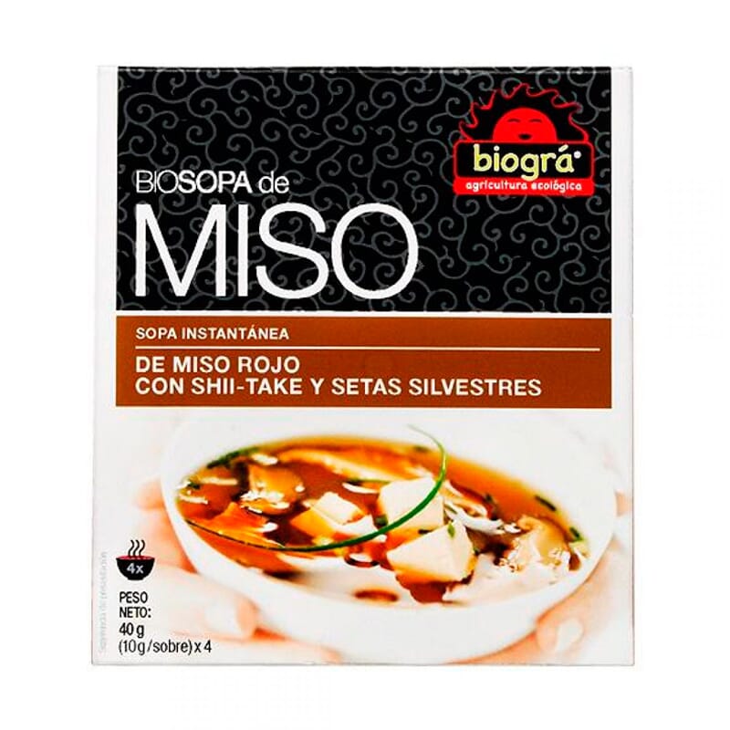 Sopa Miso Rojo con Shiitake y Setas 4 Sobres de 10g de Biogra