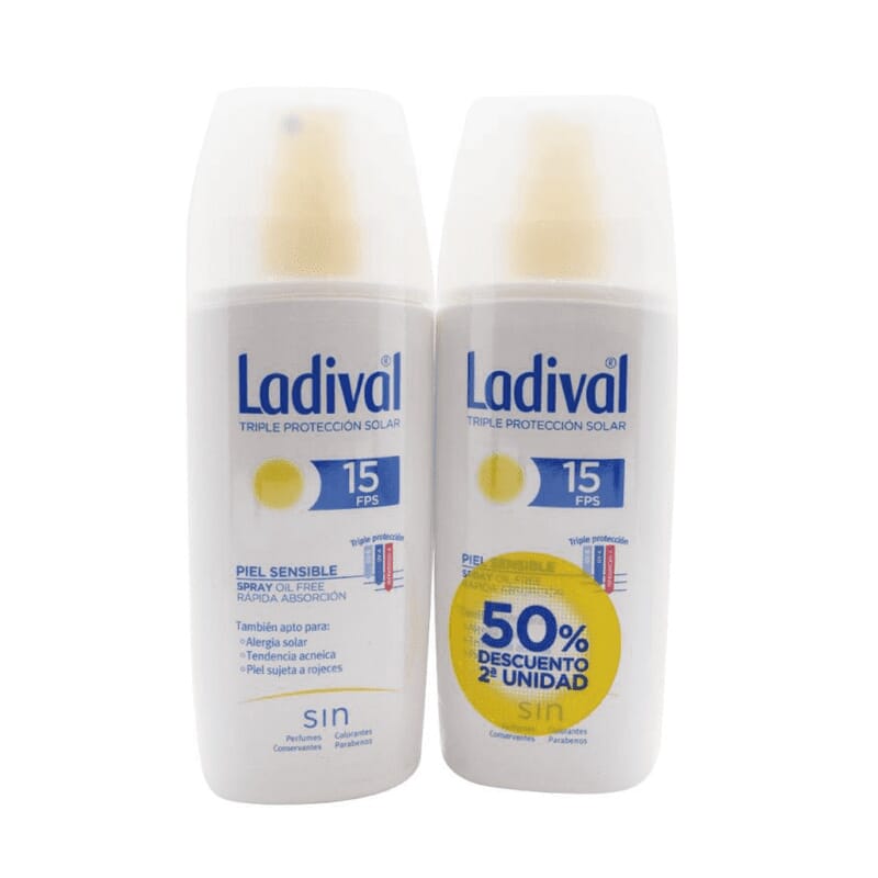 SPRAY PROTECTOR PIEL SENSIBLE RÁPIDA ABSORCIÓN SPF15 2ª UD 50% DTO 150 ml 2 Uds