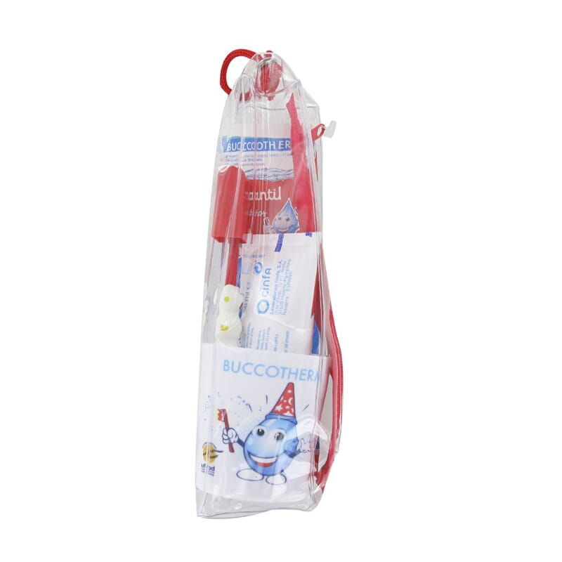 BUCCOTHERM KIT INFANTIE 2-6 JAREN TANDPASTA + TANDBORSTEL + BEKER