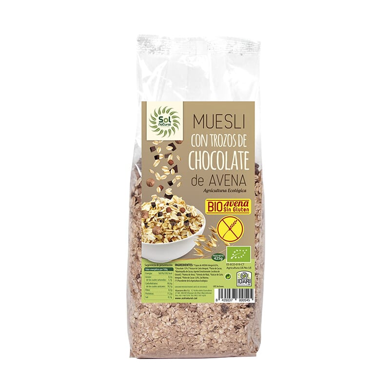 MUESLI DE AVENA CHOCOLATE SIN GLUTEN BIO 425g