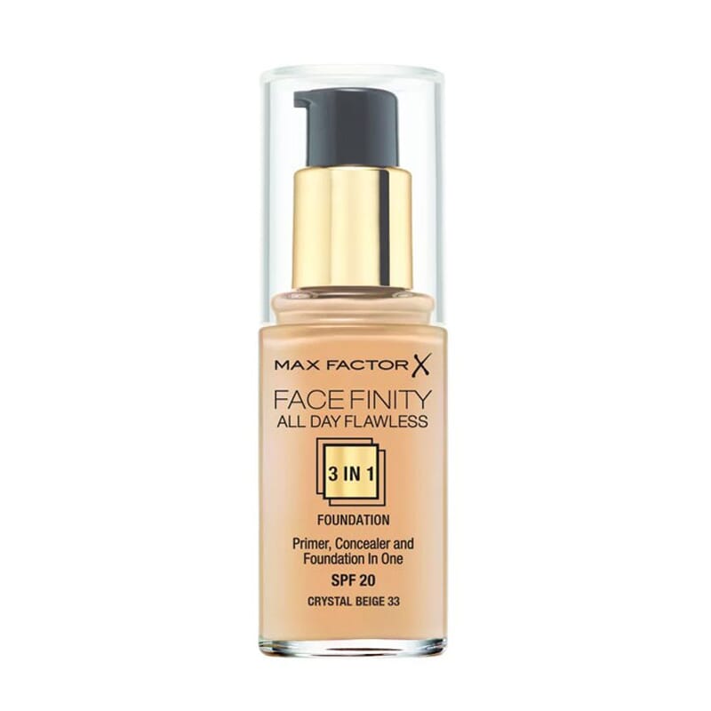 FACEFINITY ALL DAY FLAWLESS 3IN1 FOUNDATION #33 CRYSTAL BEIGE 30ml