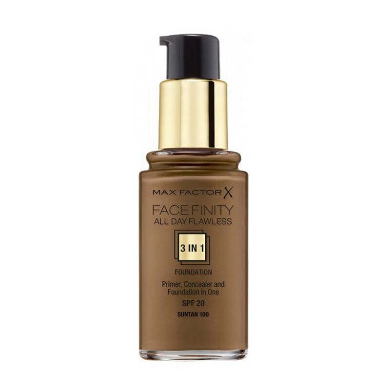 FACEFINITY ALL DAY FLAWLESS 3IN1 FOUNDATION #100 SUN TAN 30ML