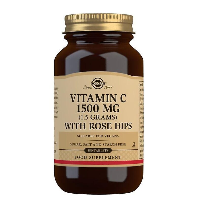 Vitamina C 1500mg Rose Hips 180 Tabs de Solgar
