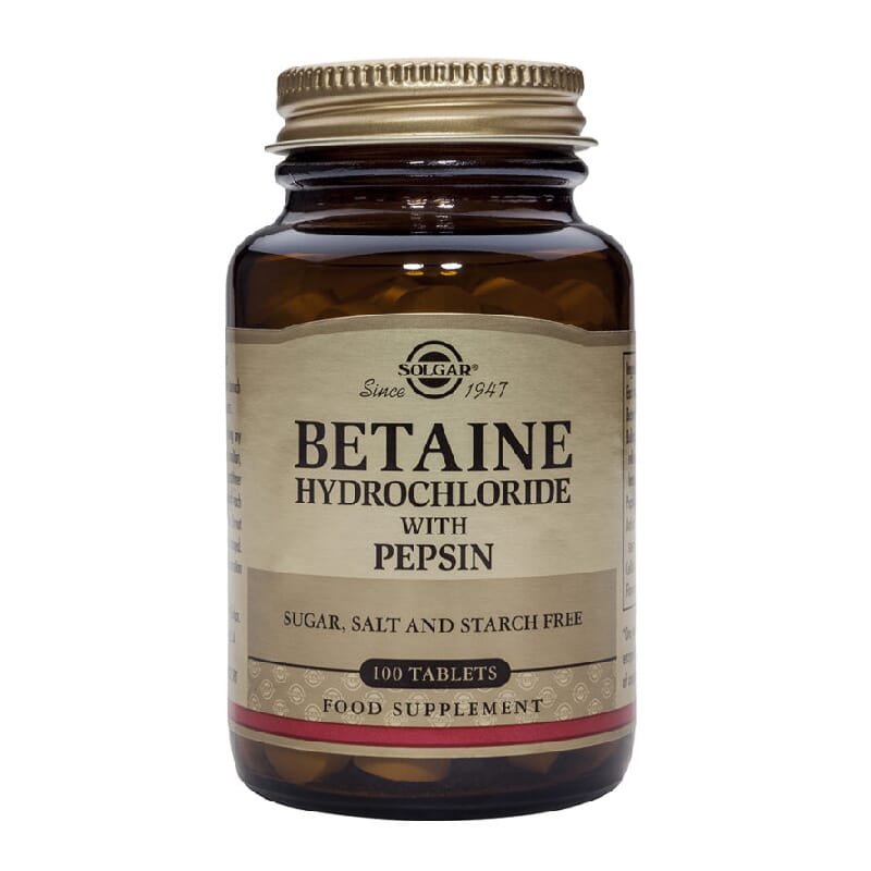 Betaína Clorhidrato Con Pepsina 100 Tabs de Solgar