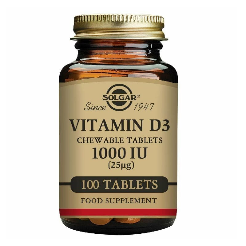 Vitamina D3 1000UI 100 Tabletas Masticables