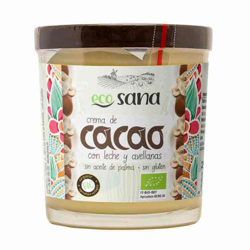 CREMA DE CACAO CON LECHE Y AVELLANAS BIO 200g