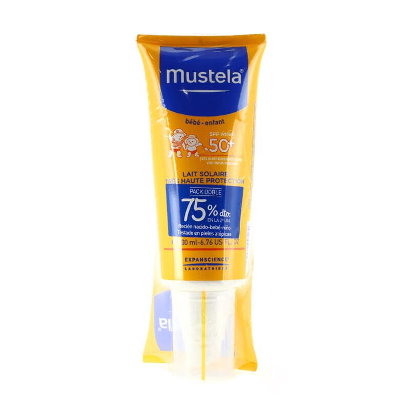 PACK DUPLO PROTECCIÓN BEBÉS Y NIÑOS LECHE SOLAR SPF50+ 2ª UD 75% DTO 2UD x 200 ml