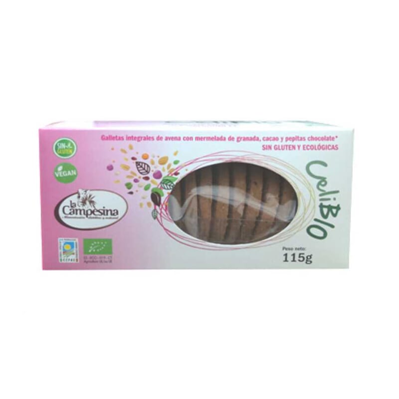 Galletas Integrales Avena Mermelada Granada y Cacao CeliBIO 115g de La Campesina