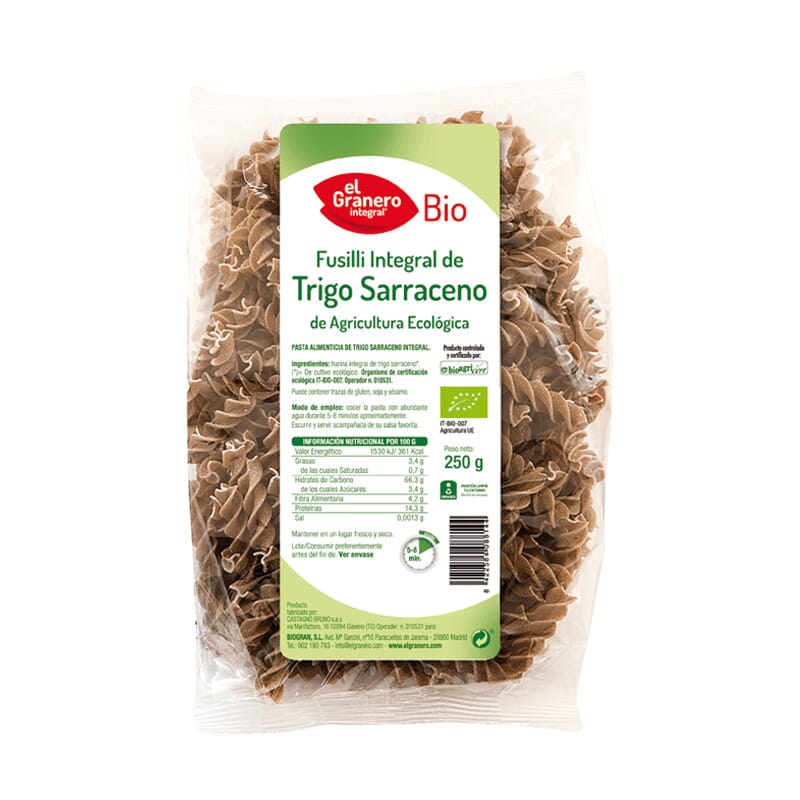 Fusilli De Trigo Sarraceno Sin Gluten Bio 500g