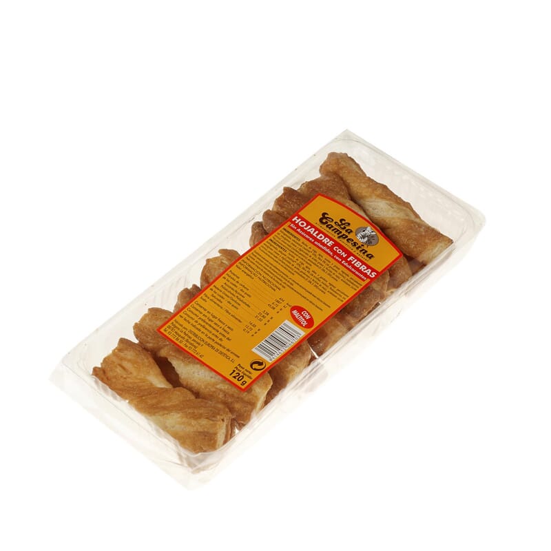 Palmiers en Pâte Feuilletée Avec Fibres Sans Sucre 120g