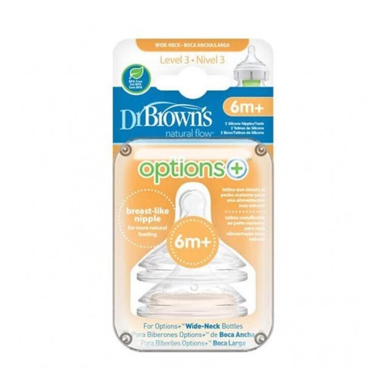 DR BROWNS OPTIONS+ TETINA BOCA ANCHA/ABERTURA LARGA NIVEL 3 2Ud