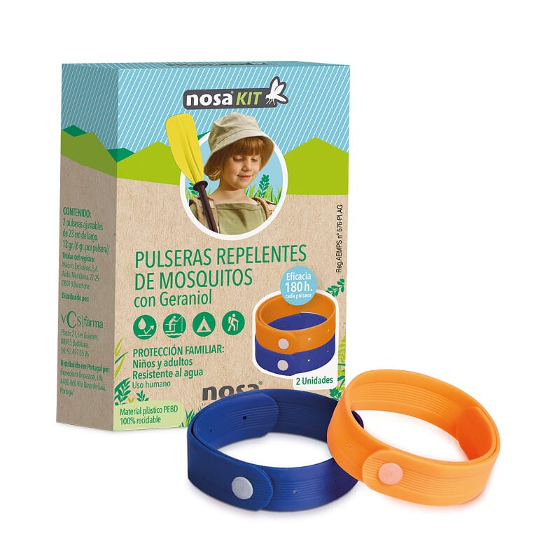 PULSERAS REPELENTES DE MOSQUITOS AZUL - NARANJA 2 Ud