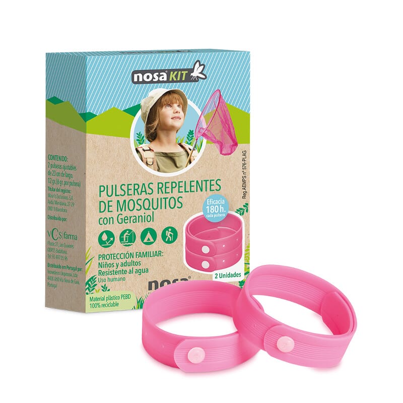 PULSERAS REPELENTES DE MOSQUITOS ROSA 2 Ud