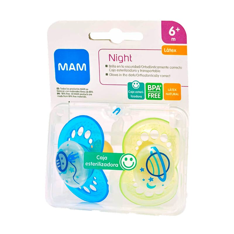 MAM NIGHT CHUPETE LÁTEX 6+M 2 Uds