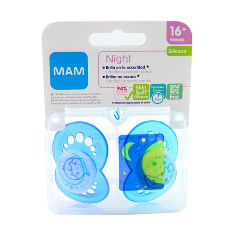 MAM NIGHT CHUPETE LÁTEX 16+M 2 Uds