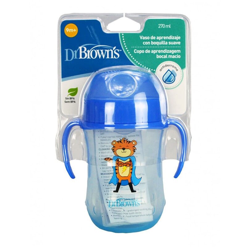 DR BROWNS VASO DE APRENDIZAJE BOQUILLA SUAVE 9M+ 270ml