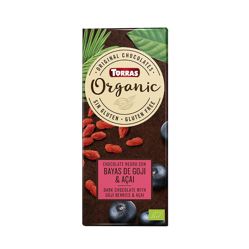 Zwarte Chocolade Met Goji- en Açai-bessen Bio 100g