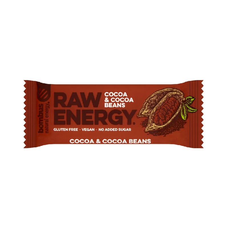 BARRITA BOMBUS RAW ENERGY CACAO Y GRANOS DE CACAO 1 barrita de 50g