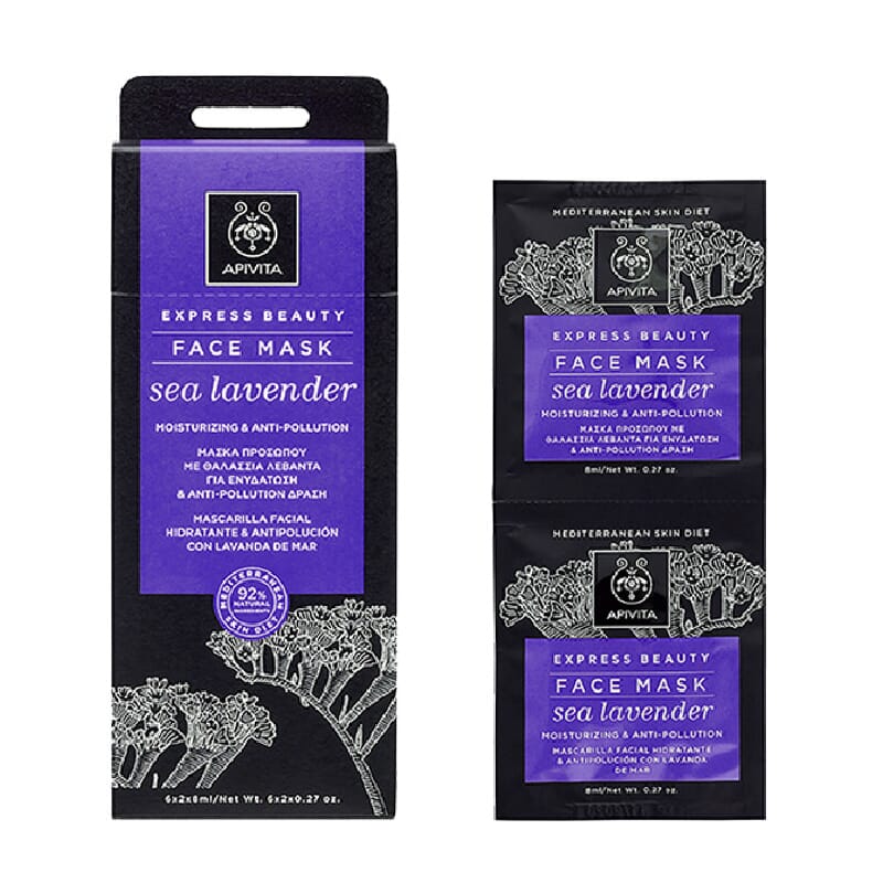 Express Beauty Masque Visage Hydratant Lavande De Mer 2 Unités de Apivita