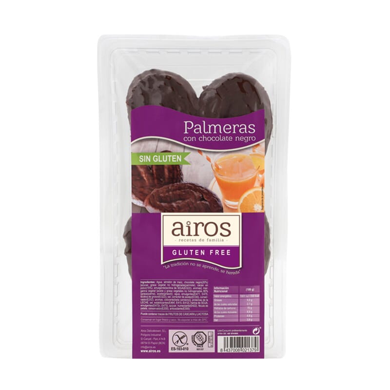 Palmeras Bombon De Chocolate Negro Sin Gluten 150g