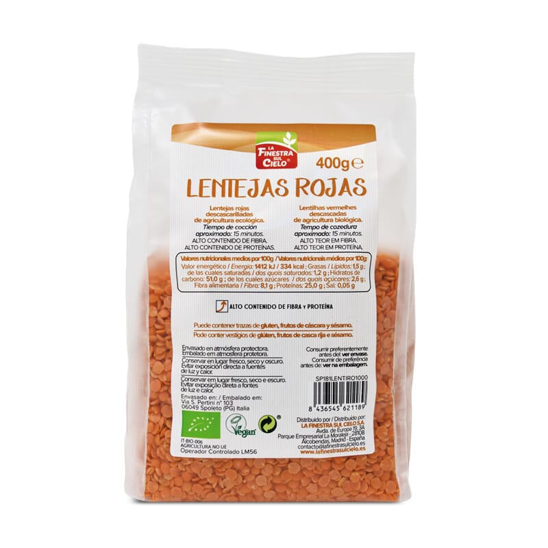 Lentejas Rojas Peladas Bio 400g