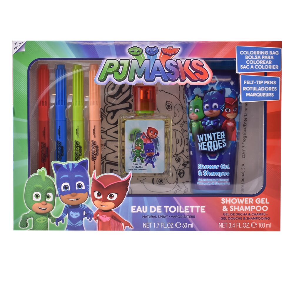 Pjmasks Lote EDT 50 ml + Gel 100 ml + Bolsa para colorear + 4 Canetas De Feltro
