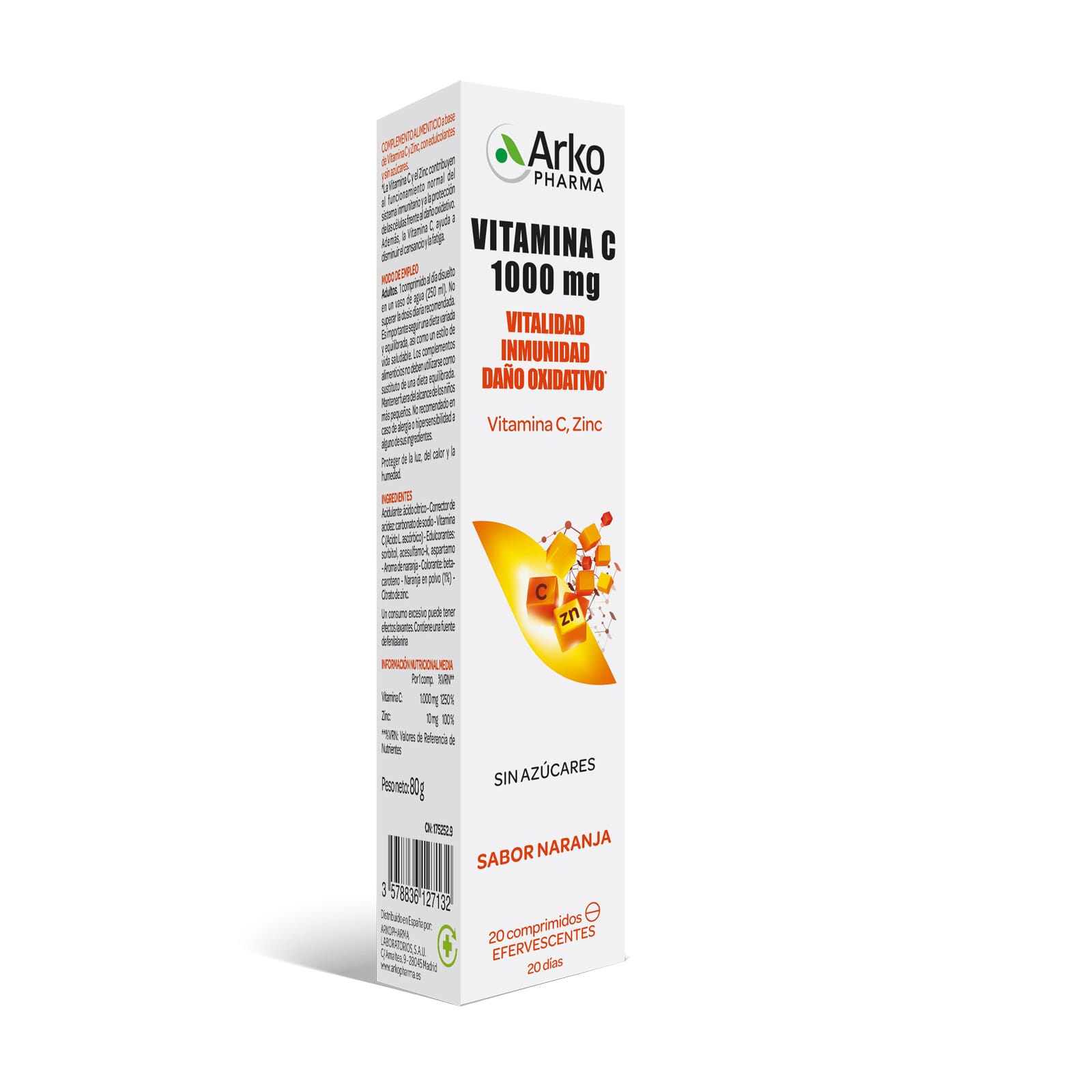 Arkovital Vitamina C 1000mg  20 Tabletas Efervescentes