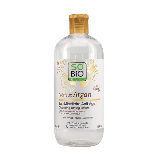 Água Micelar Anti-Idade Ácido Hialurónico Argão Bio 500 ml da Sobio