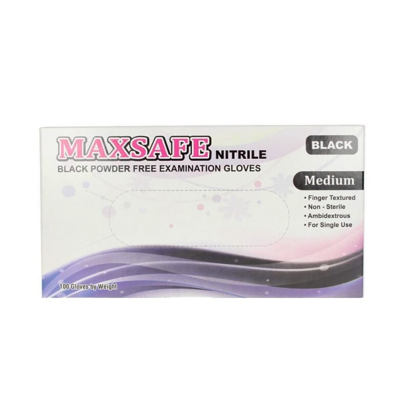 Maxsafe Nitryl Gloves Size M #Black 100 Uds