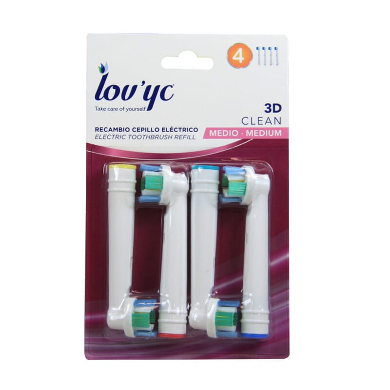 Lovyc Recambio Cepillo Eléctrico 3D Clean Medio 4 Uds
