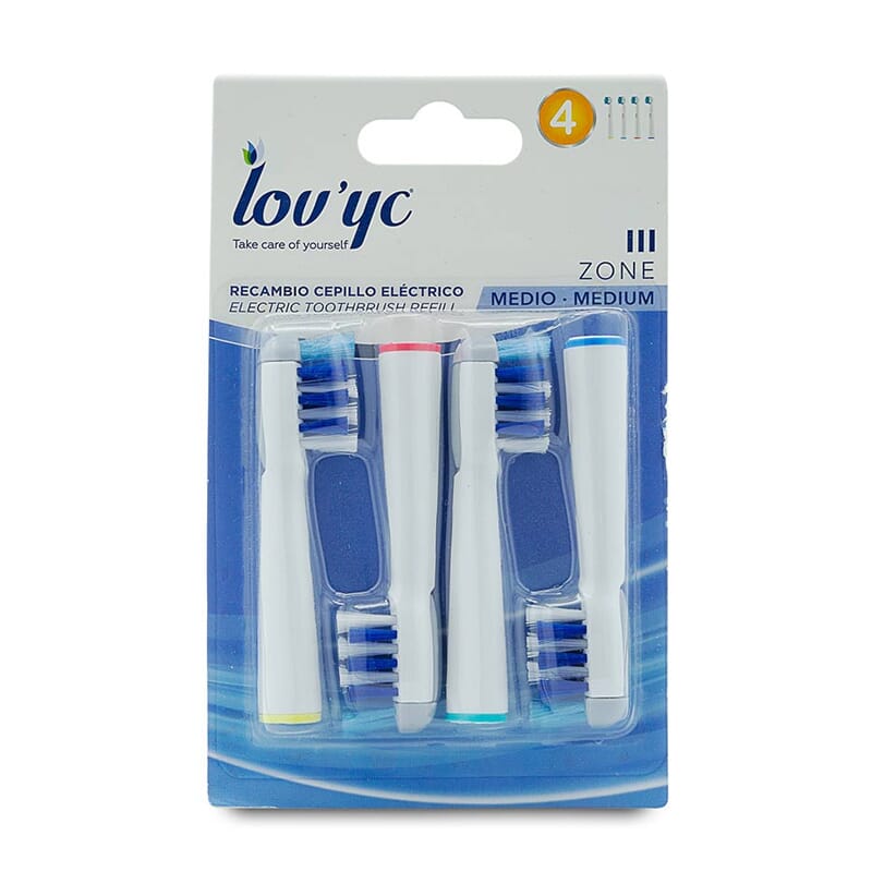 Lovyc Recambio Cepillo Eléctrico Iii Zone Medio 4 Uds