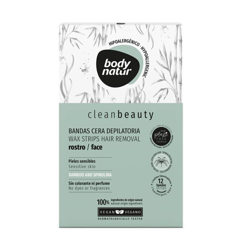 Clean Beauty Bandas Cera Rostro Pieles Sensibles 12 Uds